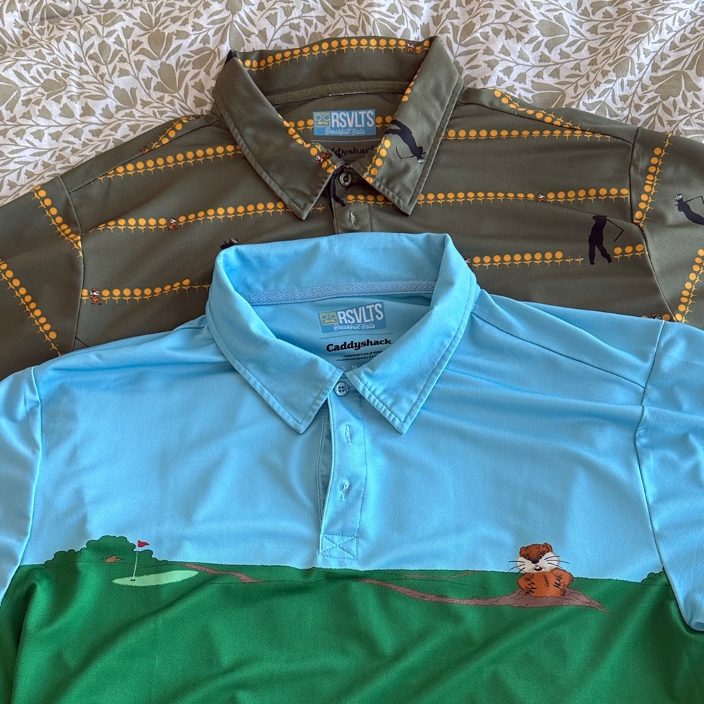 RSVLTS Men's Polo Shirts - Light Blue and Olive Green